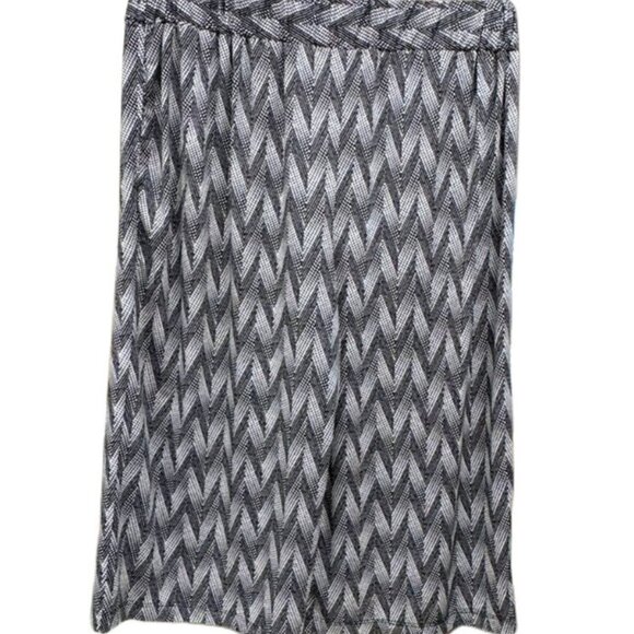 Robert Louis Wide Leg Culottes Pockets Pant Black White Chevron Elastic Waist XL - Picture 3 of 9